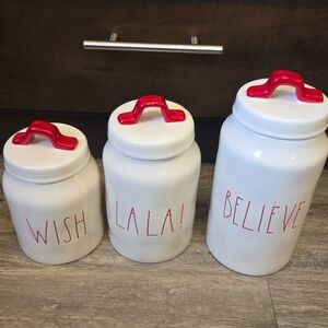 White Canister Set with Red Handles